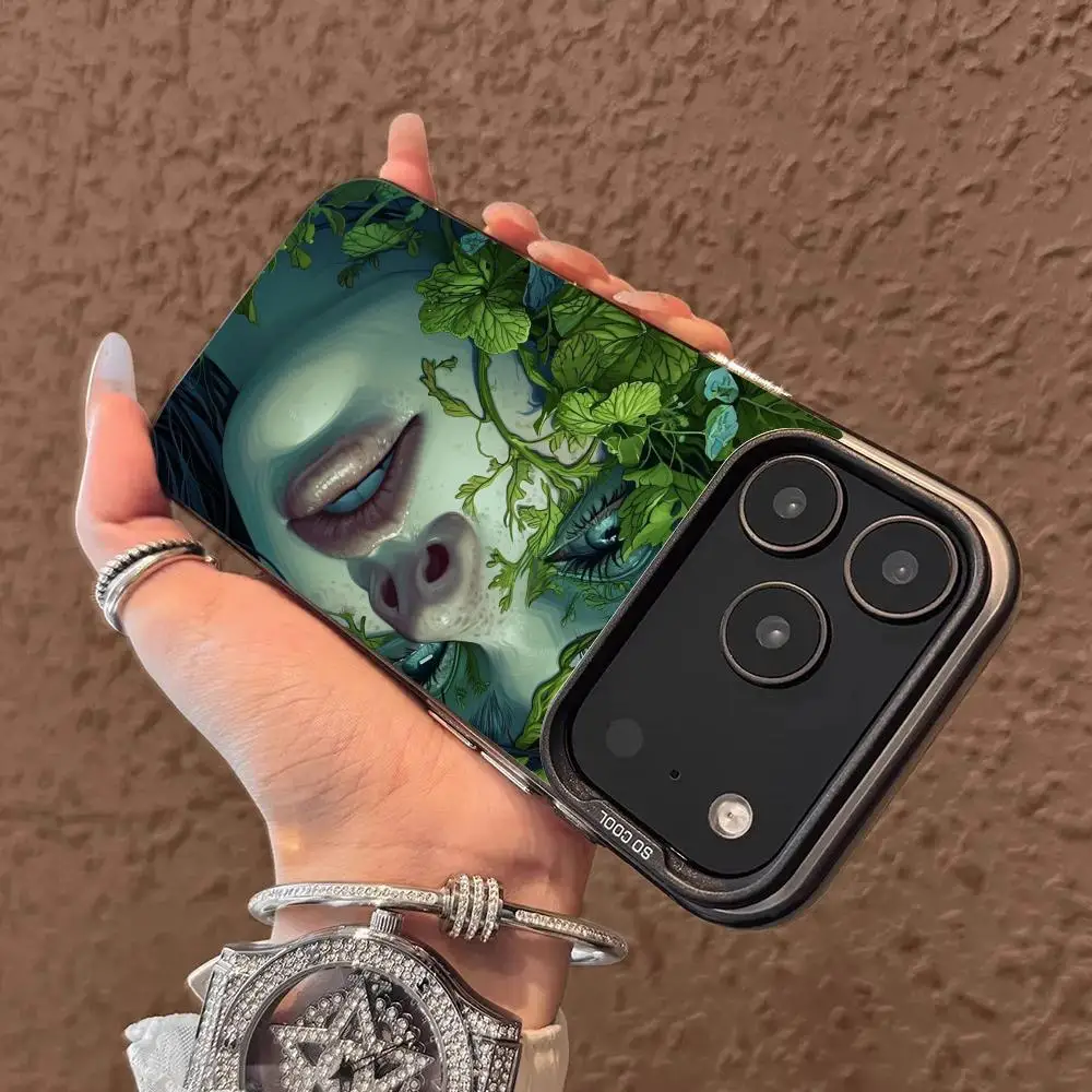 أنيمي فتاة تصميم جراب هاتف آيفون 17 16 15 14 13 12 11 برو/ماكس/بلس غطاء خلفي مقاوم للصدمات مضاد للبصمة