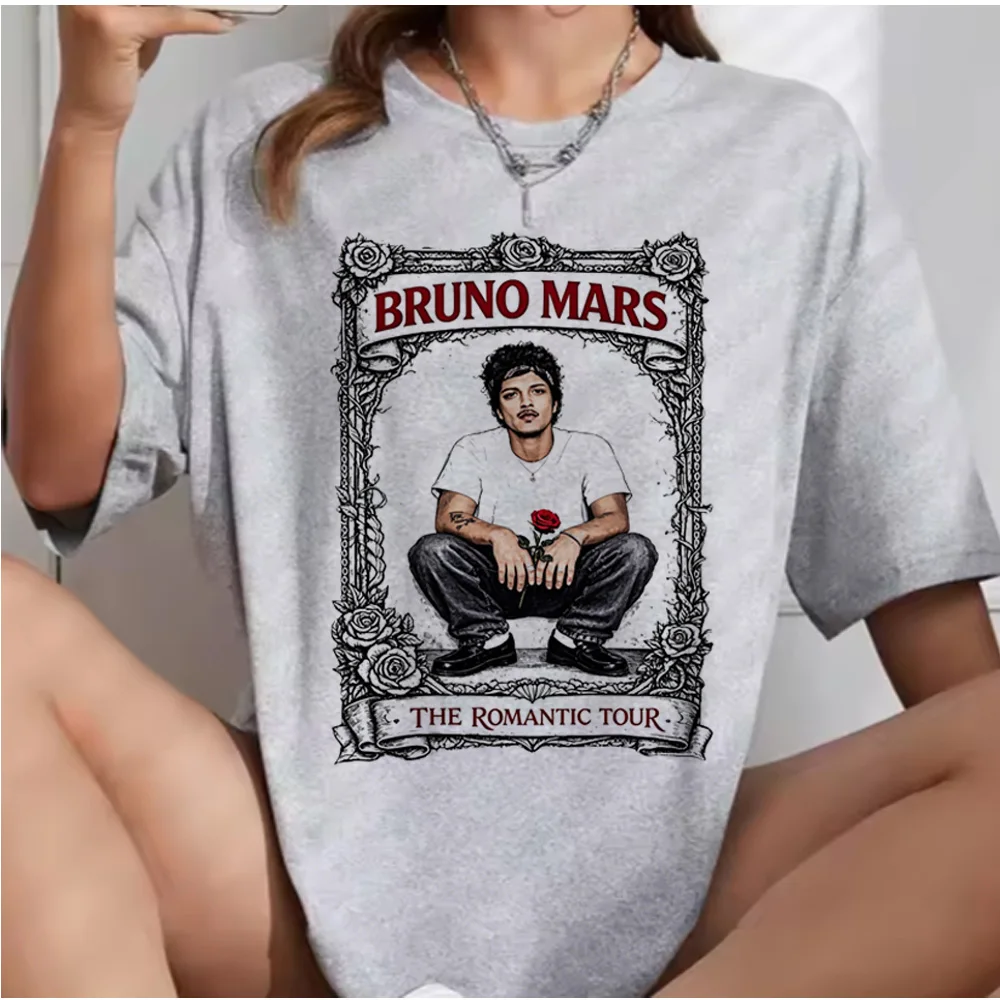 Hiphop Streetwear Tops 2026 Summer T-Shirt Bruno Mars The Romantic Tour T Shirt for Men's Clothing and Women's Clothing