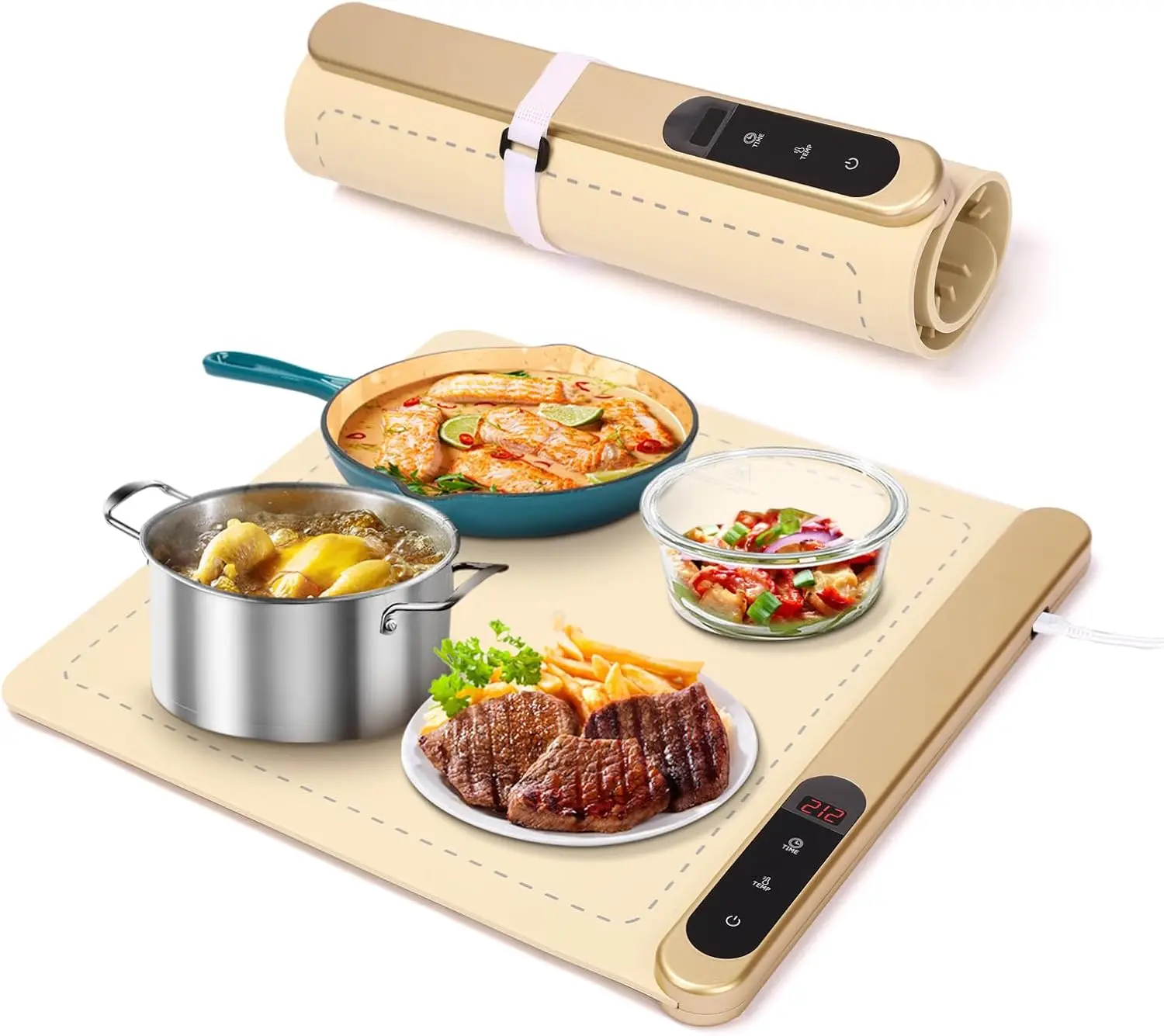 

Food Warming Mat Extra Large 16'x14.5' - 6-Temp Electric Warming Tray with Graphene Heating Layer, Timer & Auto Shut-Off