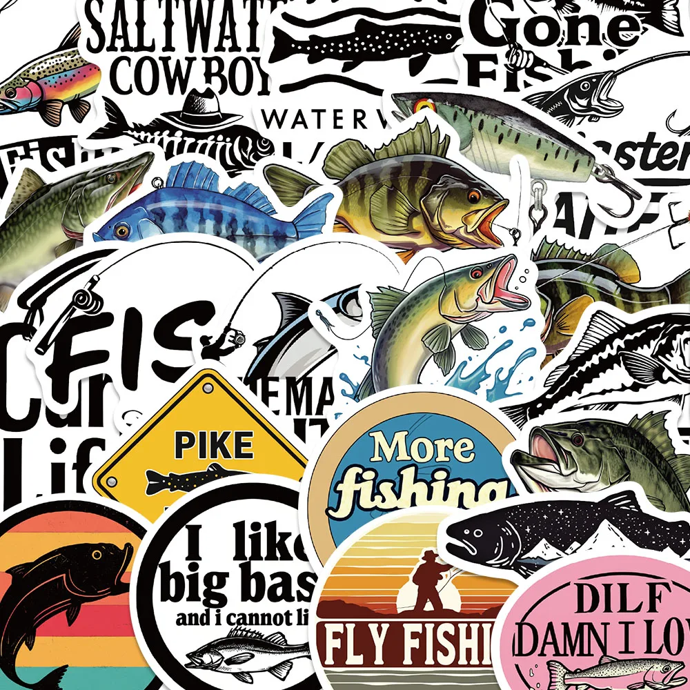 

50PCS Cool Fish Stickers Retro Style Animals Graffiti Decals For Laptop Luggage Notebooks Fridge iPad Cartoon Decorate Stickers