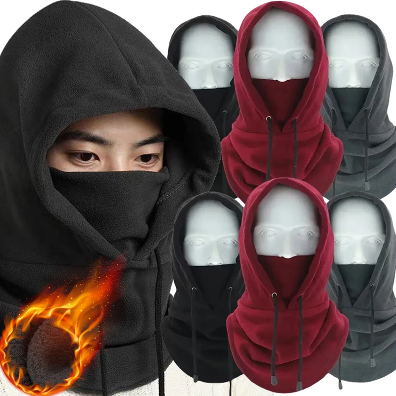 Winter Thermal Neck Warmer Outdoor Fleece Balaclava Scarf Skiing Face Mask Snood Hood Hat Windproof Keep Warm Cycling Cap