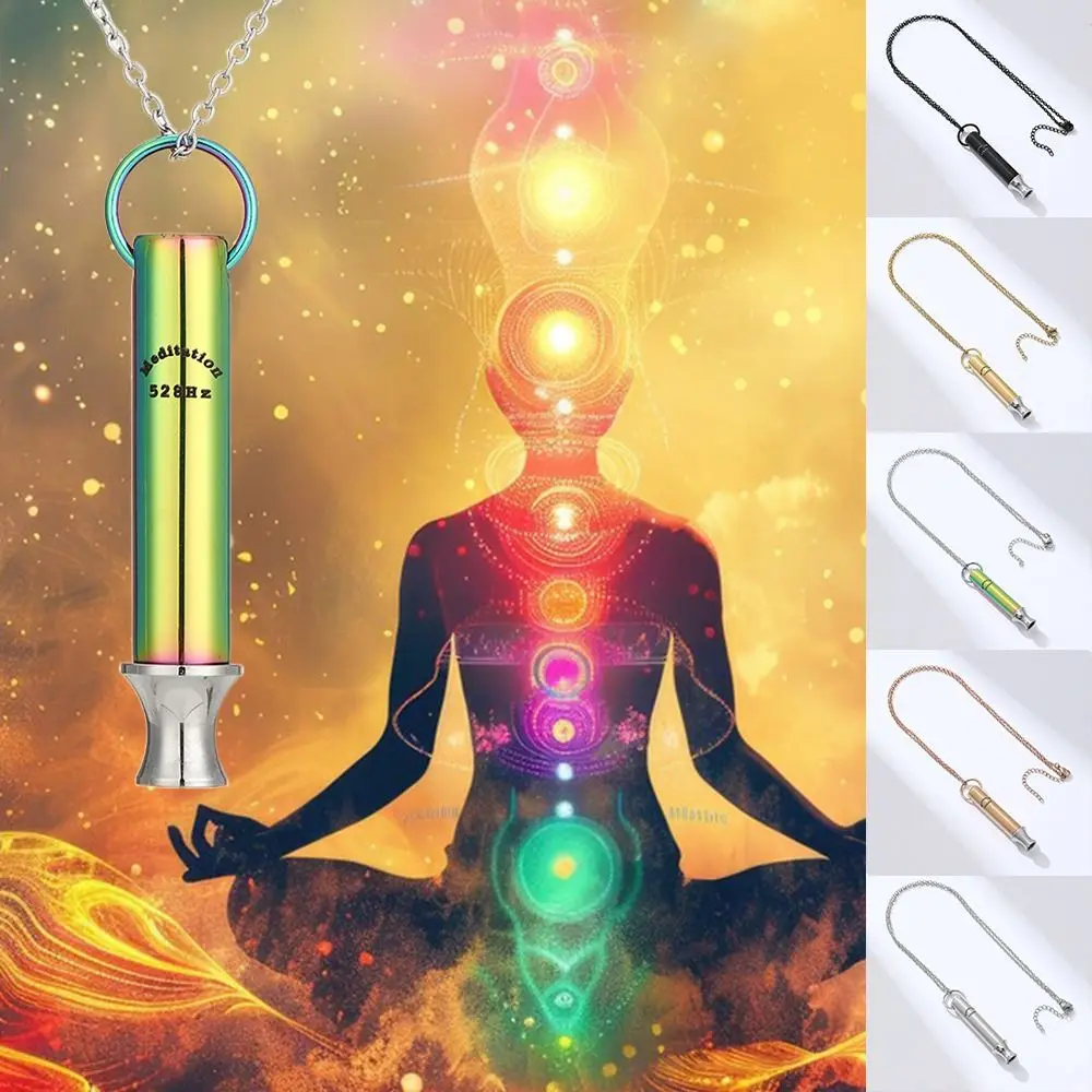 Collar de acero inoxidable con silbato para aliviar la ansiedad, para ejercicios de respiración, ansiedad y estrés