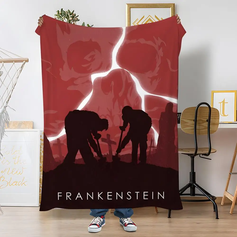FILM FrankensteinS Throw Soft Coral Fleece Blanket 310gsm Fluffy Warm Throw for Sofa Bed Couch Bedroom Decor