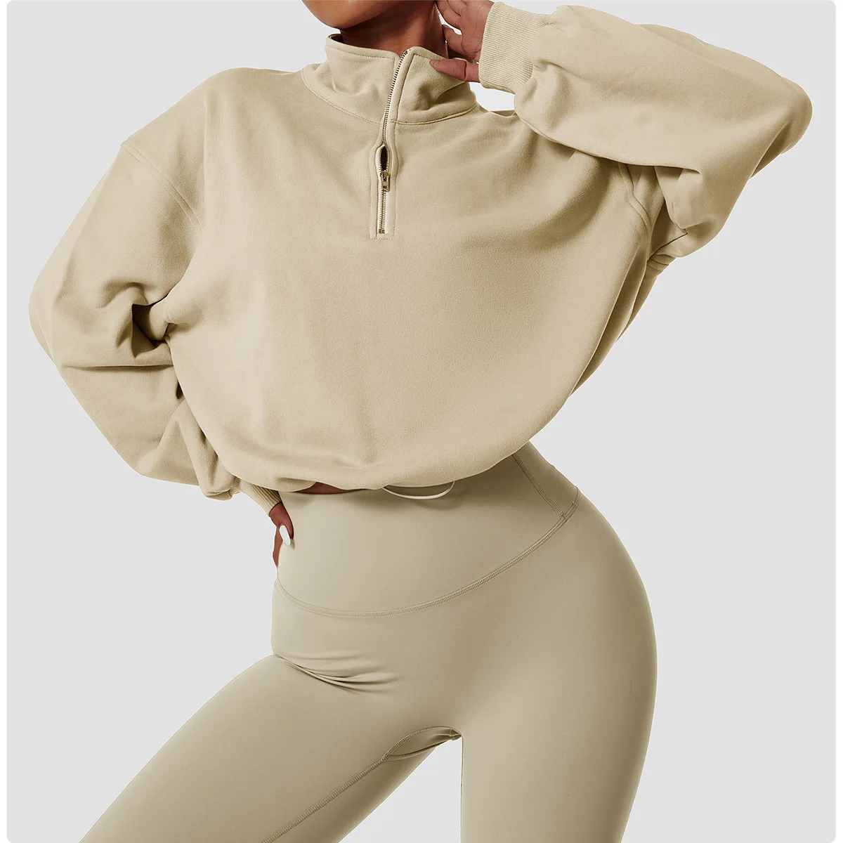 

MODITIN Chic Sports Tops for Women Casual High Streetwear Comfortable Gym Clothes Solid Color Long Sleeve Hoodies Workout