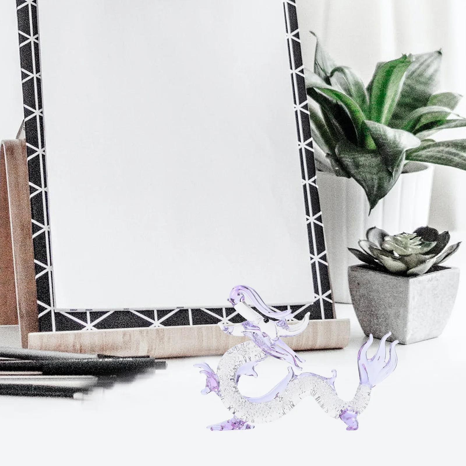 

Crystal Dragon Figurine 104x35x80mm Purple Zodiac Home Decor Lightweight Smooth Surface Stable Bottom Desktop nament