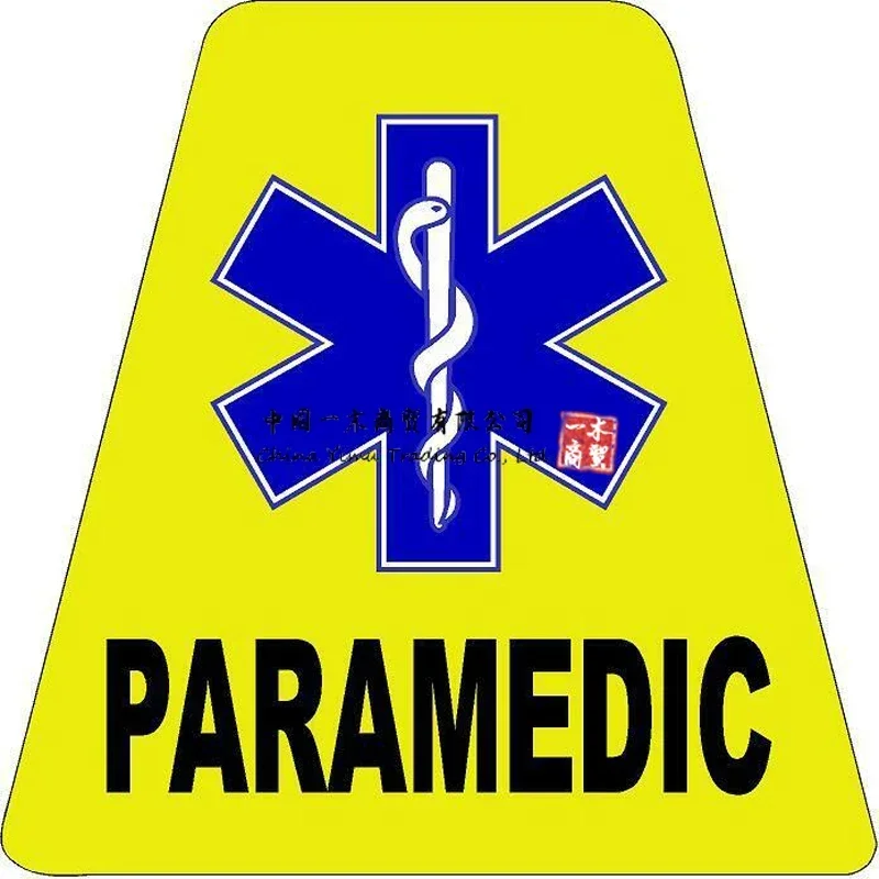 Yellow Paramedic HELMET TETS TETRAHEDRONS HELMET STICKER EMT REFLECTIVE