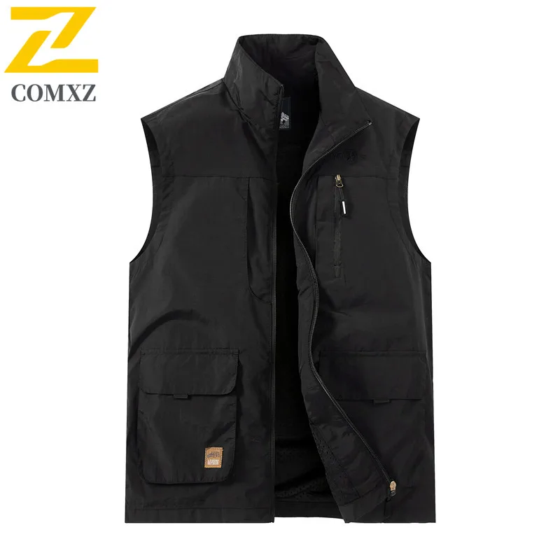 2025 Brand Outdoor Vest Men's New Tooling Coat Solid Color Multi-Pocket Sleeveless Work Waistcoat Casual Loose Unloading Vests