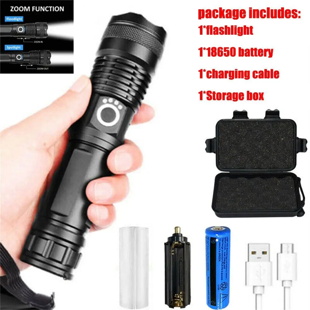 High Powered 90000000Lumens Super Bright Flashlight LED Rechargeable Torch Lamp