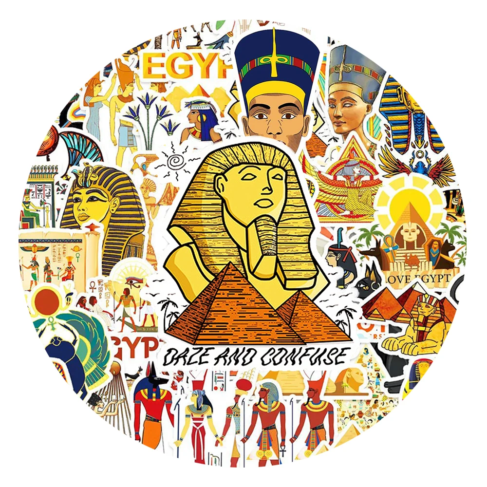 

10/30/50pcs Vintage Ancient Egypt Pharaoh Cartoon Stickers Waterproof Graffiti DIY Scrapbook Laptop Phone Guitar Decals Packing