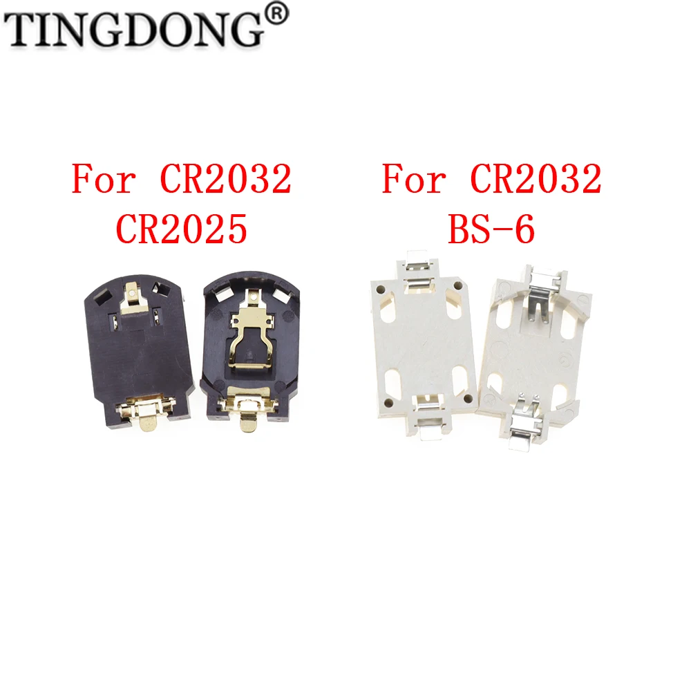 10 шт., белый позолоченный луженый держатель для батарейного отсека для CR2032 CR202 BS-6 SMD, держатель для батарейного отсека, аксессуары
