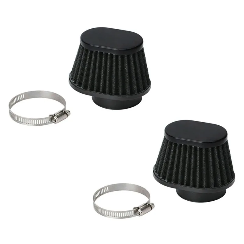 2 Pcs Universal Round Tapered Car Motorcycle Air Filter 51mm 2 inch Intake Filter-Black