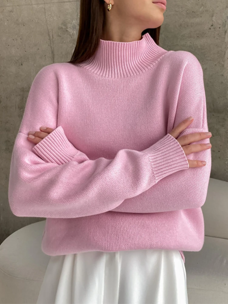 Bornladies Women Turtleneck Sweater CHIC Autumn Winter Thick Warm Pullover Top Oversized Casual Loose Knitted Jumper Female Pull