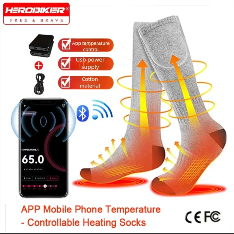 

Heated Socks 5000mAh/APP Control Electric Socks Winter Outdoor Skiing HikingHeating Socks Battery USB Rechargeable Fever Socks