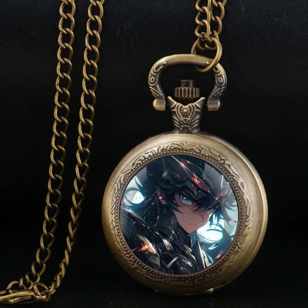 Gold Saint Design Glass Dome Quartz Pocket Watch With Durable Chain Arabic Numeral Dial For Men And Women Creative Gifts