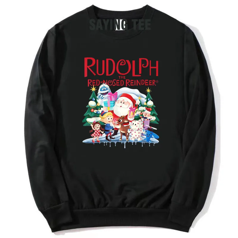 Niedlicher Rudolph die rote Nase Rentier Pullower Pullover Weihnachten spezielle Weihnachts kostüm Langarm T-Shirt Urlaub Weihnachten Sweatshirt – Detail 4