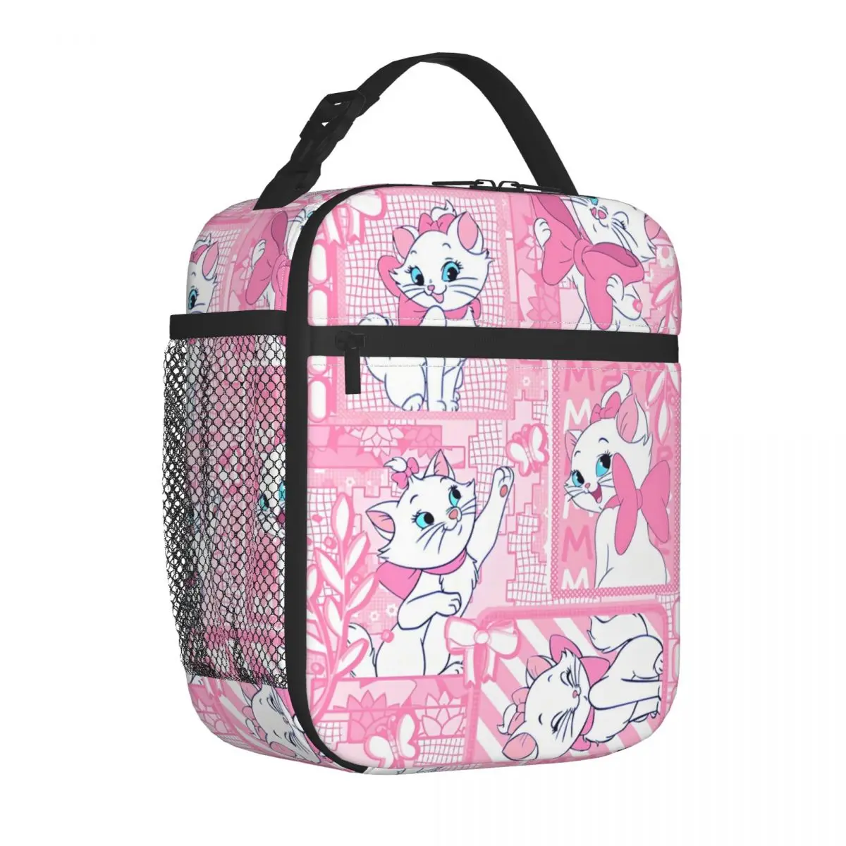 Pink Marie Cat Isolado Lunch Bag, desenhos animados bonitos, aristocats, saco térmico, sacola portátil reutilizável, lancheira, bolsas de alimentos, trabalho, viagens