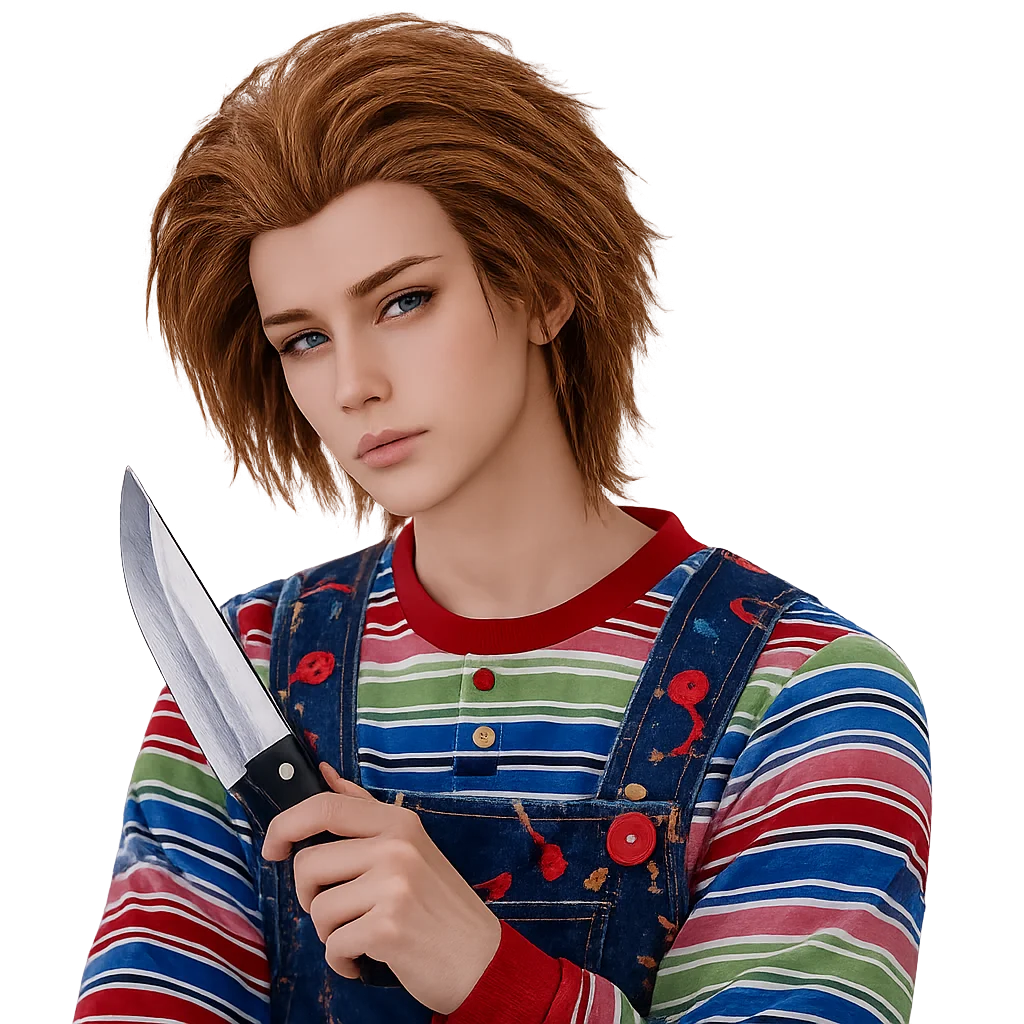 Short Brown Spiky Layered Synthetic Cosplay Wig Heat Resistant Hair Wig Adult Men Women Horror Themed Halloween Party Role Play