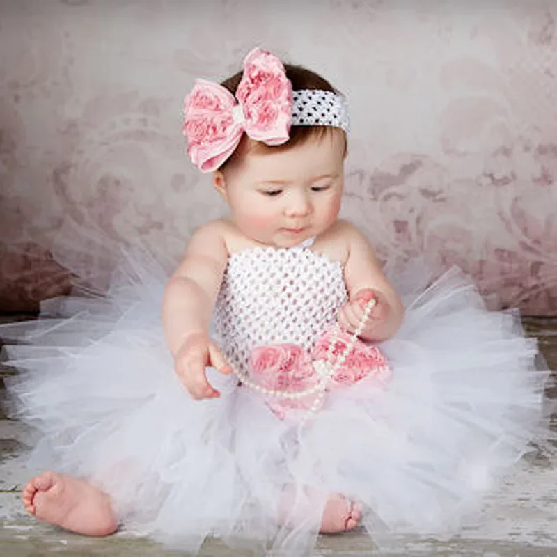 

Toddler Girls Princess Tutu Dress Double Layers Fluffy Baby Dress + Headband Photo Props TS044