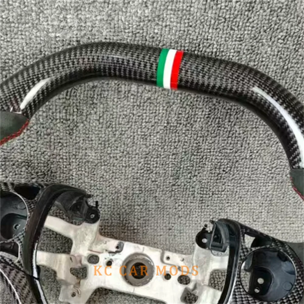 

Customized black Carbon Fiber green white red strip Steering Wheel for 2012 Honda Civic SI