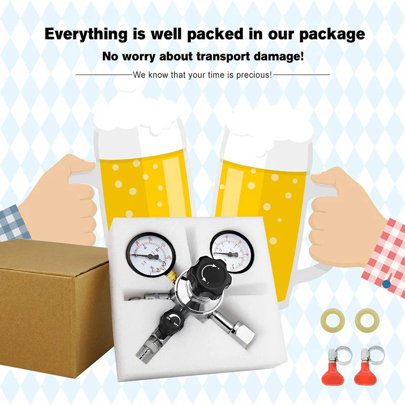 

Dual Gauge CO2 Draft Beer Regulator Pressure Regulator CGA-320 CO2 0-3000 PSI Tank Beer Kegerator Regulator With Relief Valve