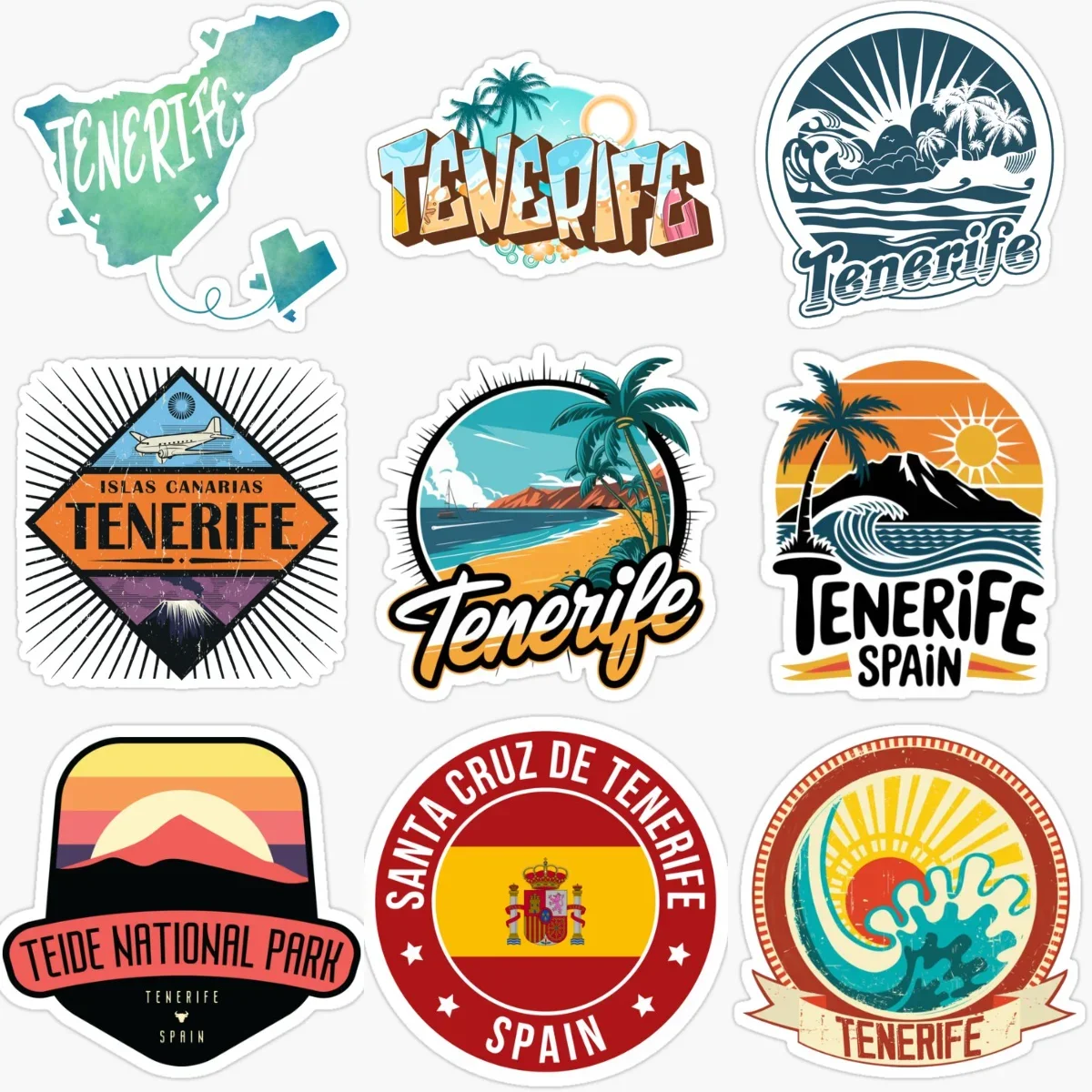 Spain Tenerife Map Scenery Emblem Creative Stickers for Car Van Helmet Wall Window Fridge Table Decoration Accessories