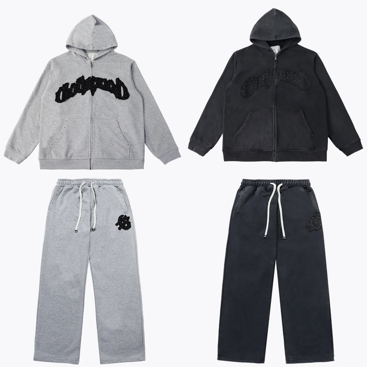 

Godspeed Vintage Waed Hooded Open Cardigan Sweatirt Straight Leg Pants Set Youth Casual Sportswear Autumn Long Sve