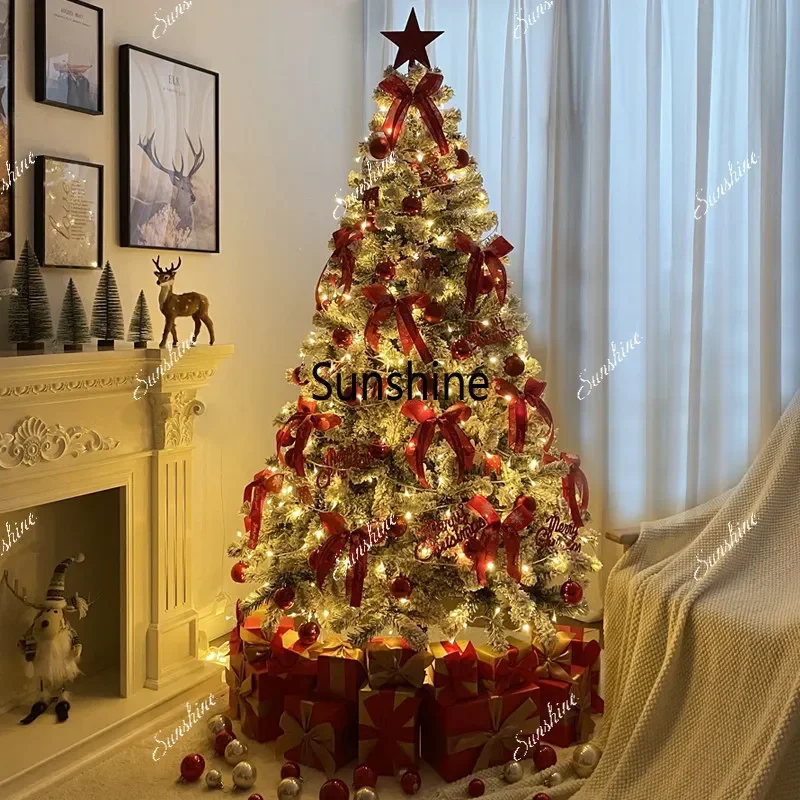 Encrypted red flocked Christmas tree simulation home window decorationTJ