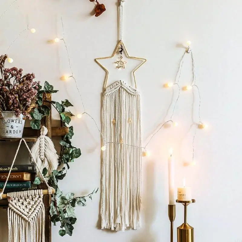 2025 New Metal Floral Hoops Star Wreath Macrame Rings Macrame Wall Hanging Crafts for Diy Wedding Decor