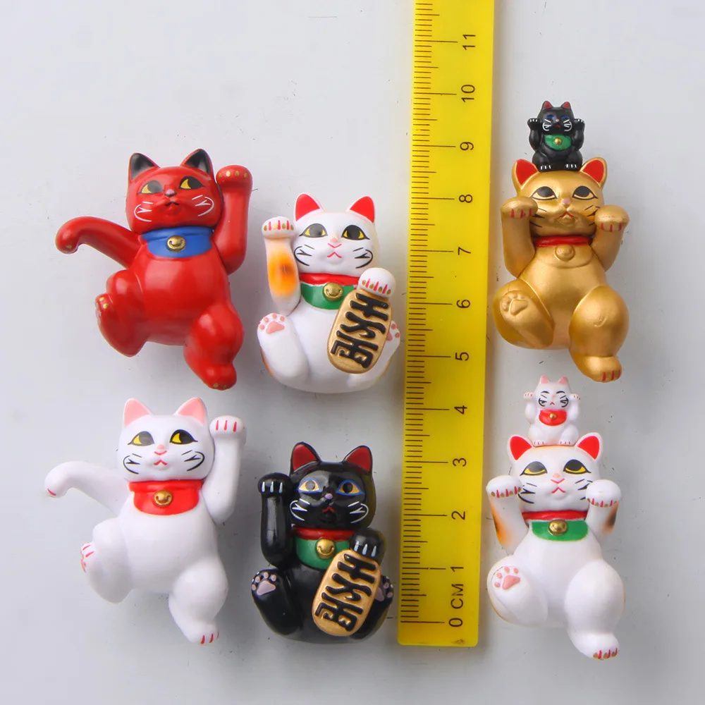 Creative Cartoon Animal Magnetic Sticker PVC Lucky Cat Cute Fridge Magnet Ornaments Kitten Model Toys Kitchen Decor Accessories