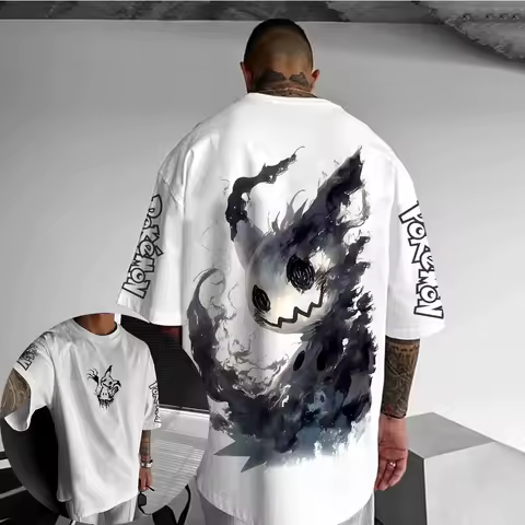 Oversized Cosplay Costumes Pok&eacute;mon Mimikyu 2026 Summer Harajuku Anime Printed Y2K Hip Hop Casual Unisex Cotton T-shirt