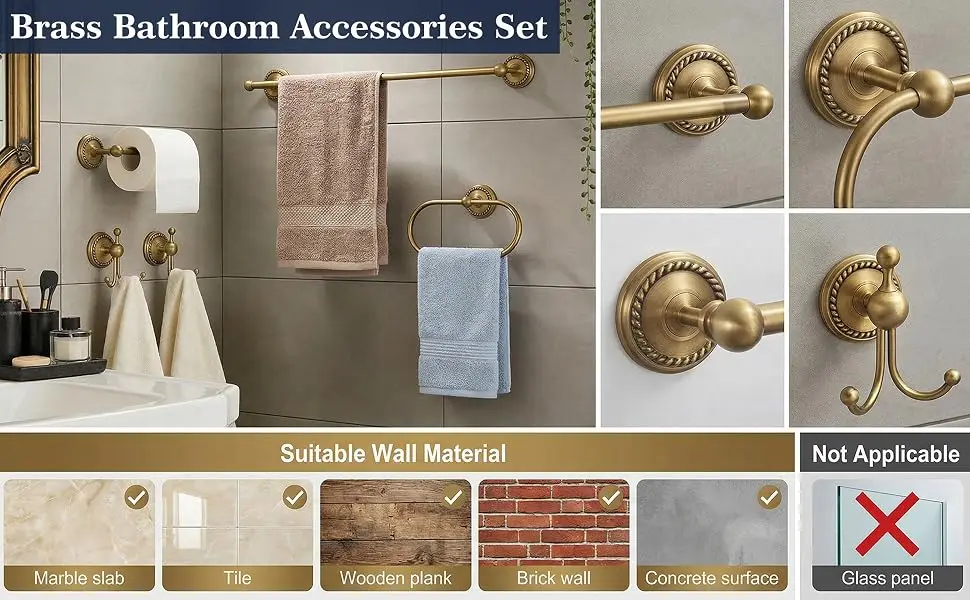 Brass Bathroom Accessories Set