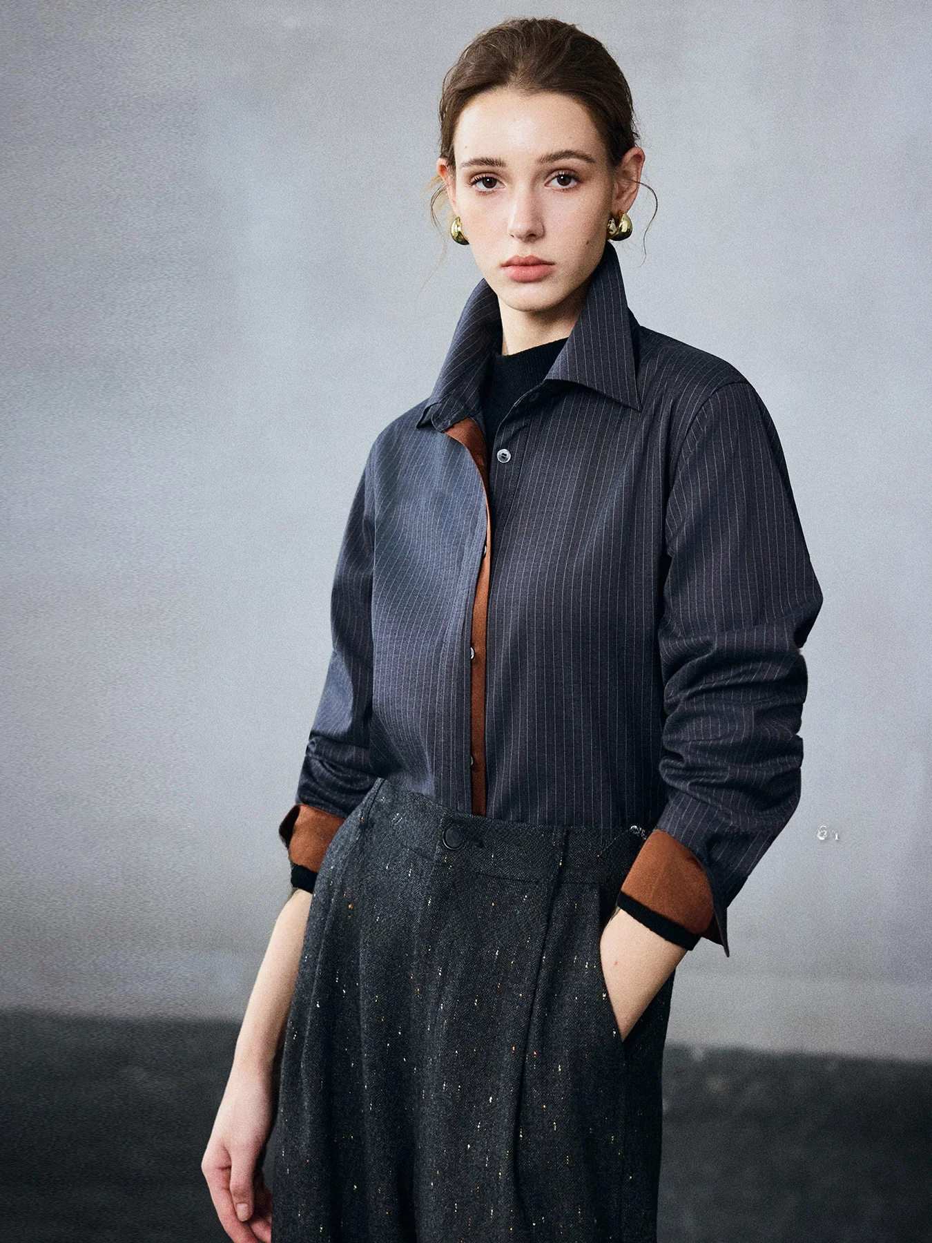 

Женская деловая повседневная рубашка Diva Original Ba с эластичным дизайном, утягивающая талию, винтажная, с длинным рукавом, модная