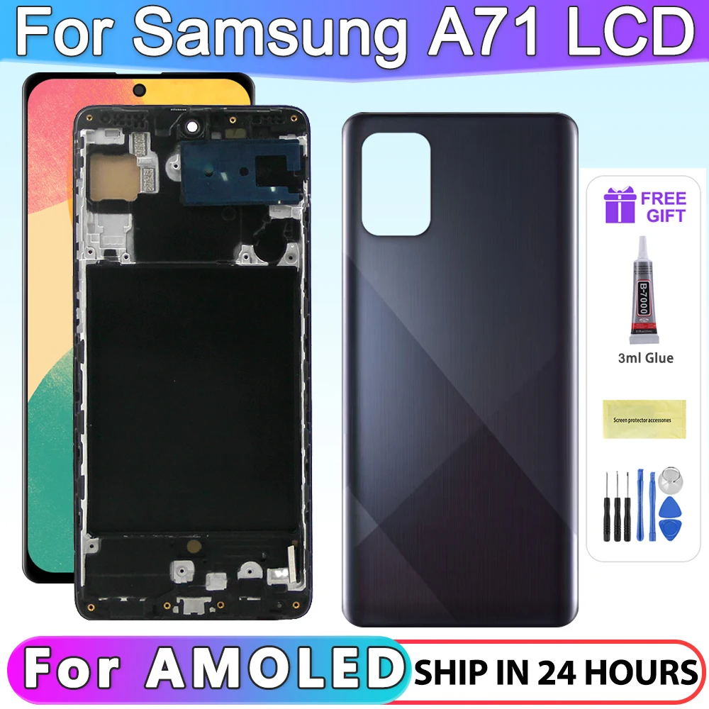 

6.7" AMOLED A71 Screen, for Samsung Galaxy A71 A715 A715F A715FD LCD Display Digital Touch Screen with Frame Replacement