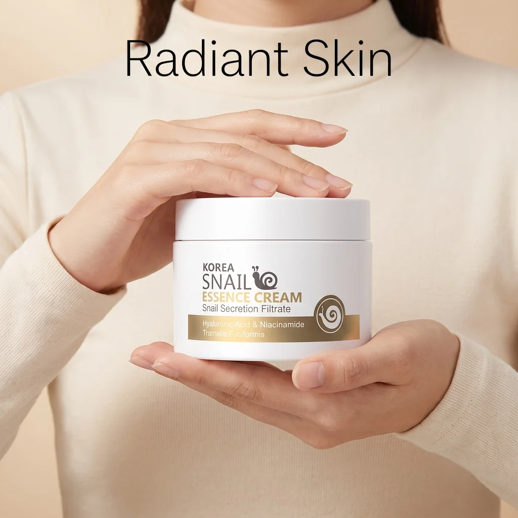 Snail Essence Cream With Niacinamide Hyaluronic Acid Deep Hydrating Brighten Dull Repair Rough Anti-Aging Facial Moisturizer