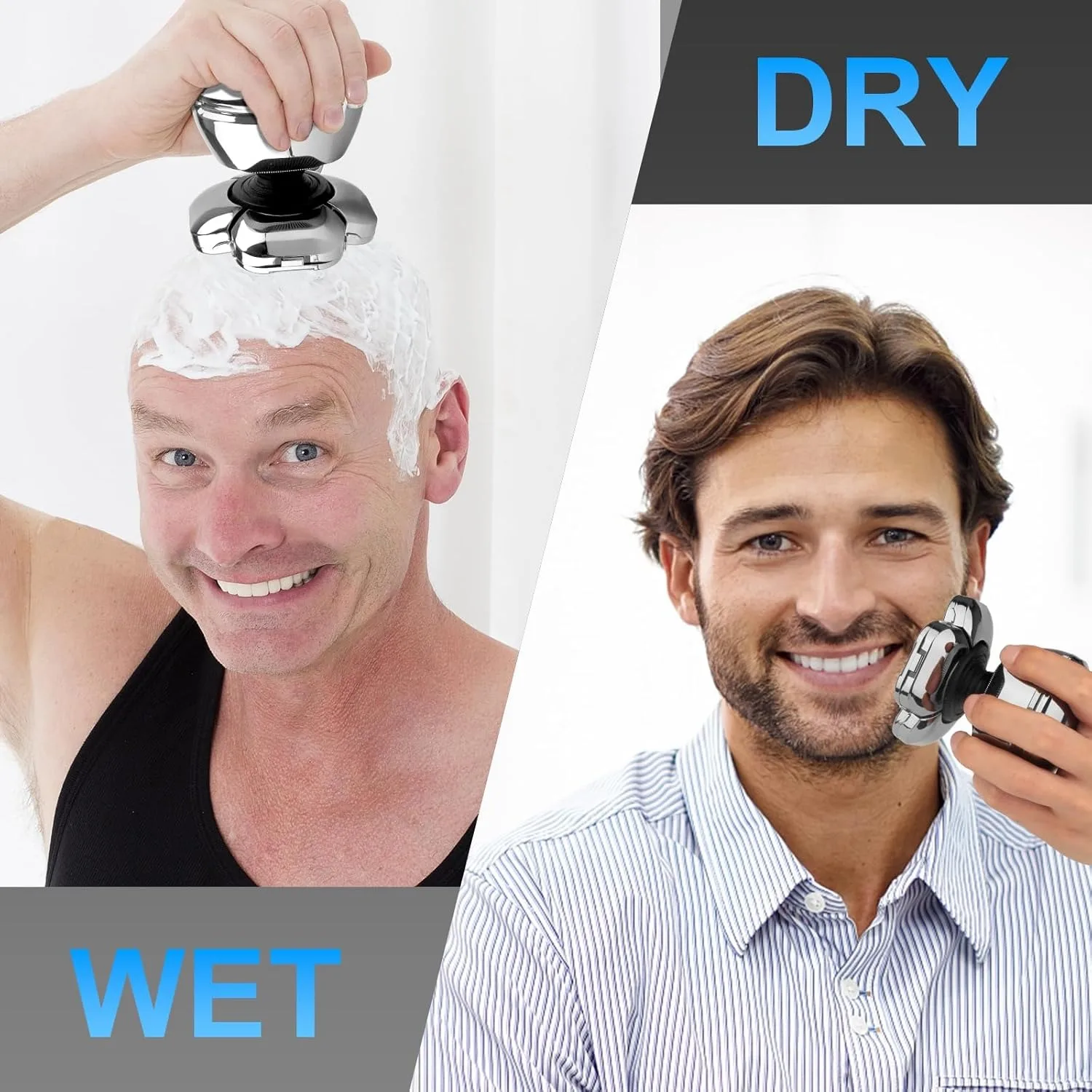 9D หัวโกนสําหรับหัวล้านผู้ชาย 6-in-1 มีดโกนหนวดไฟฟ้าสําหรับผู้ชายไร้สายชาร์จและกันน้ําหัวล้านหัวเครื่องโกนหนวดเครื่องโกนหนวดไฟฟ้า