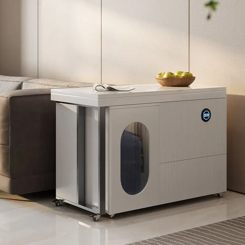 Luxo simples e leve, sentido moderno e sofisticado, chaleira embutida, mesa de chá móvel