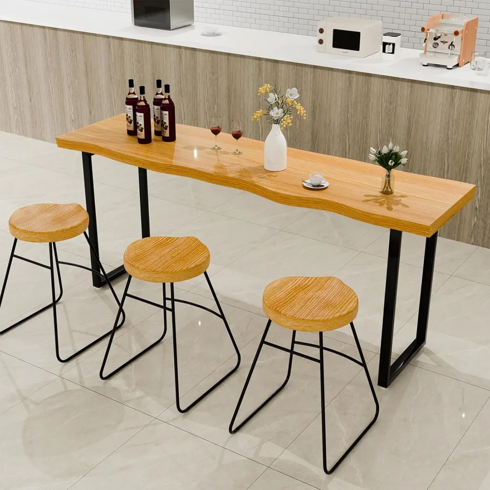 

Counter Height Bar Table, 47.2"L Rectangular Wood Bar Height Pub Table, Industrial High Top Long Console Table Counter Dining Ta