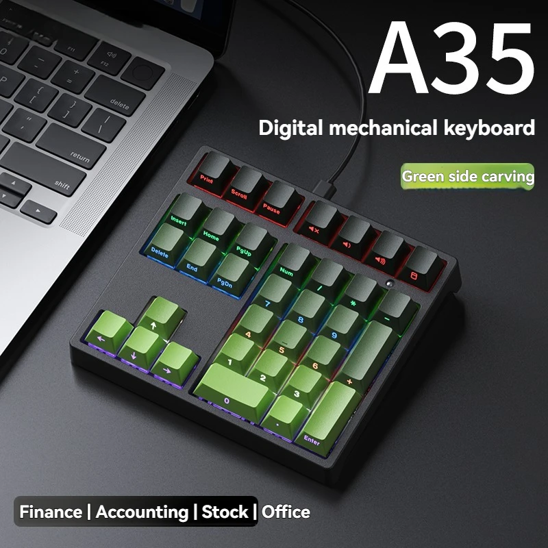 A35 Numeric Keyboard Wired Single-mode 34 Key RGB Office Mini Keyboard Gaming Accessories Digital Mechanical Keyboards Gifts