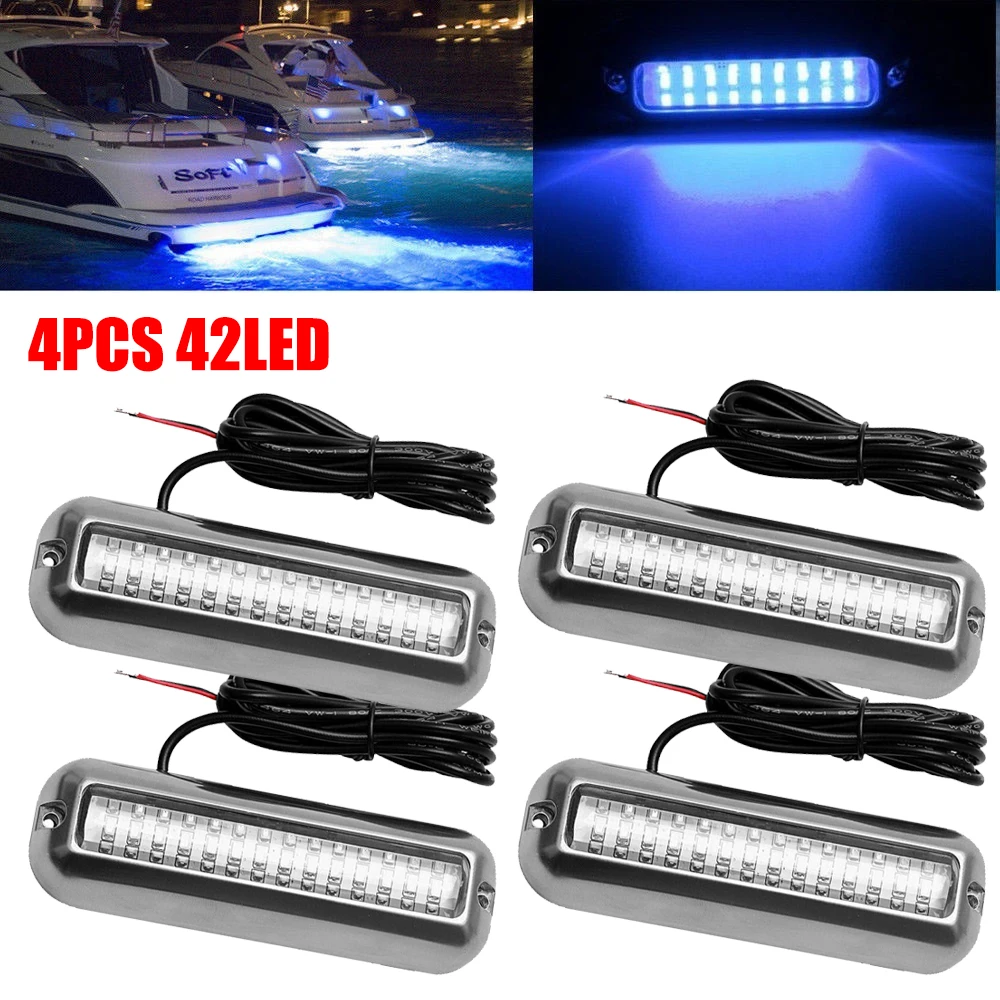 

4PCS Boat Underwater Light Speedboat Boat Lights 42 LED Navigation Lighting Boat Marine Transom Light Yacht Accessories