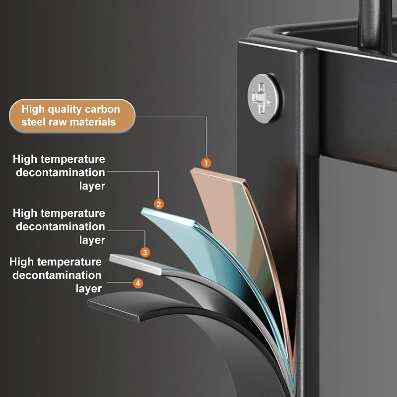 رف تجفيف الأطباق لطاولة المطبخ - رف أطباق كبير مع لوح تصريف، مصفاة أطباق دوارة قابلة للتعديل مقاومة للصدأ، أسود