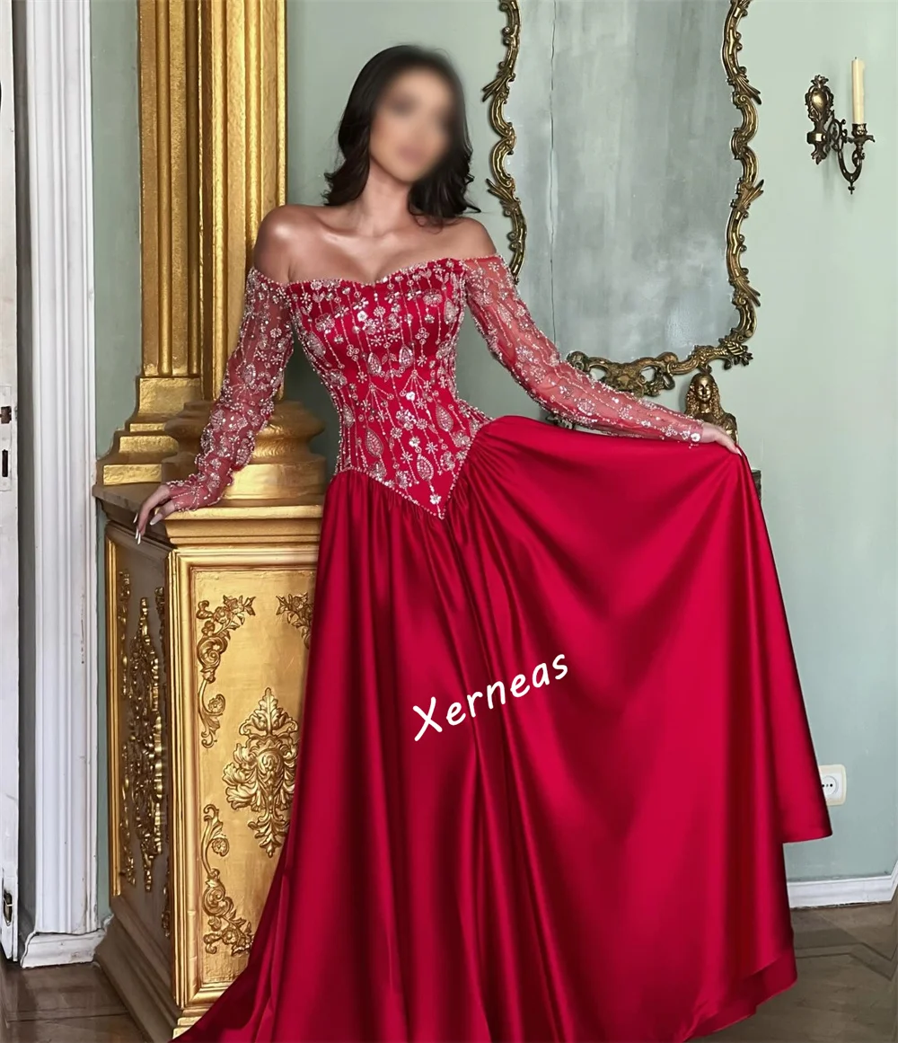 فستان سهرة فاخر مخصص للنساء متألق خارج الكتف على شكل حرف a بطول الأرض مناسبة مخصصة فساتين حفلات رائعة