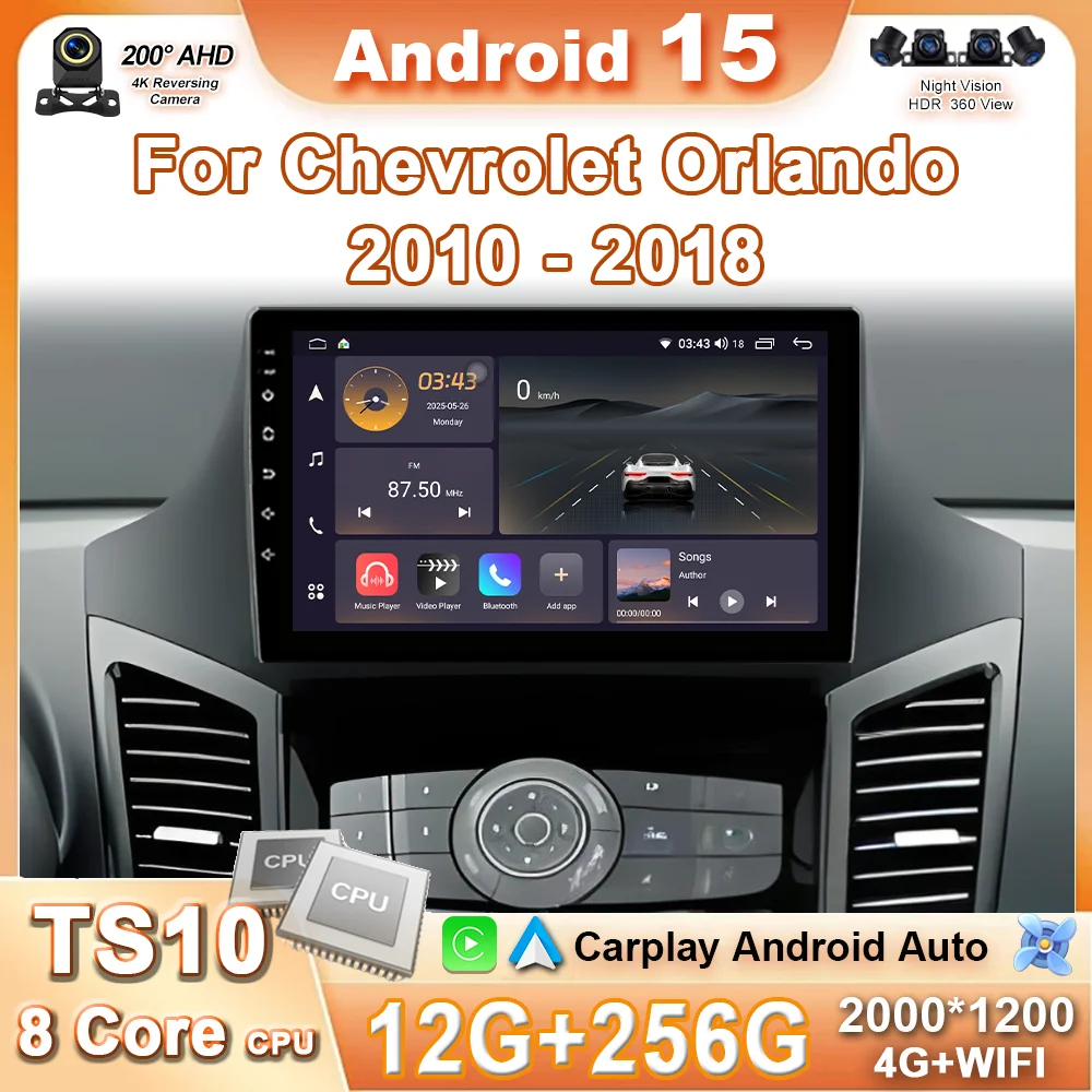 

Android 15 для Chevrolet Orlando 2009 2010-2018 авто стерео автомобильный радиоприемник мультимедийный видеоплеер GPS-навигация 4G + Wi-Fi CarPlay