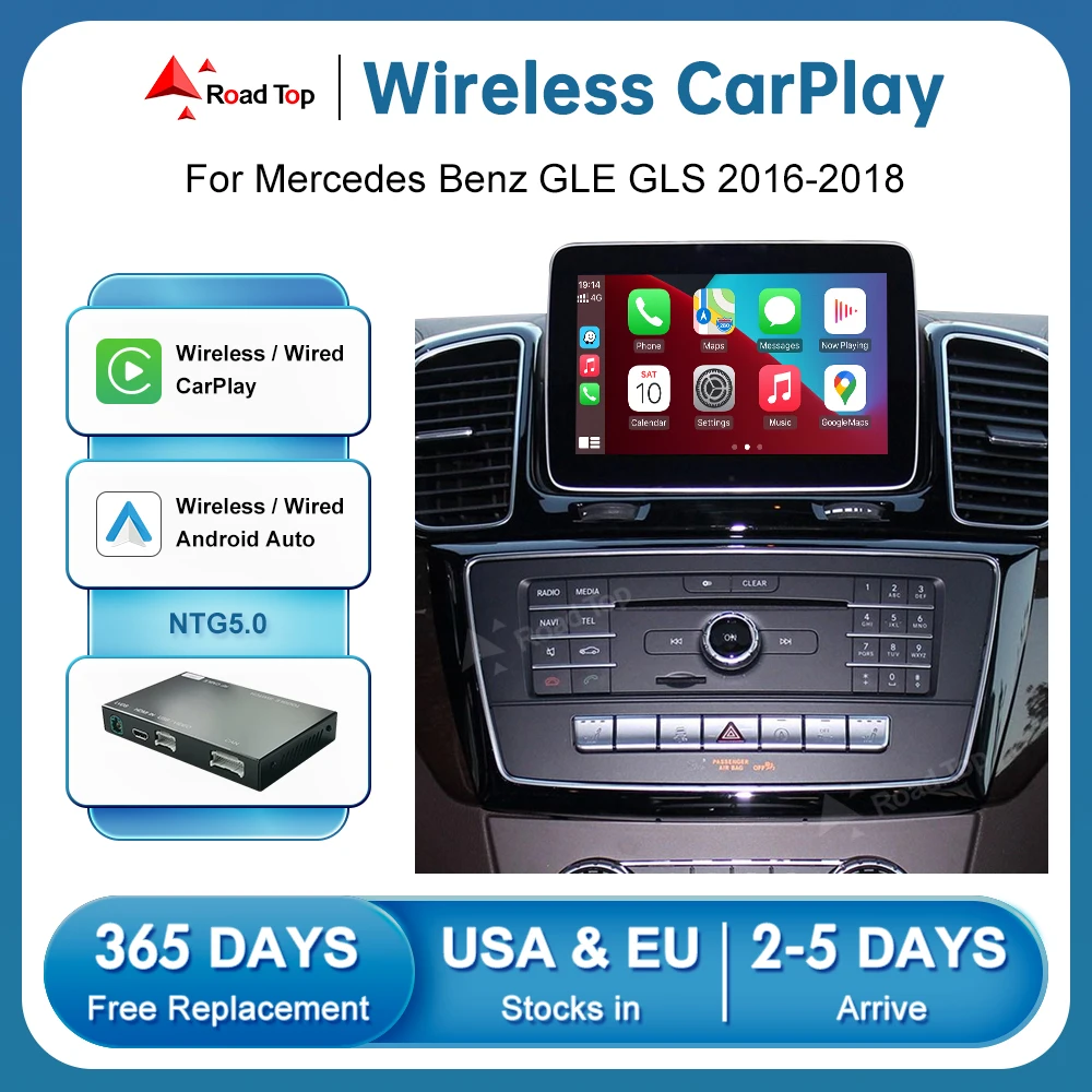 

Road Top Wireless CarPlay Android Auto for Mercedes Benz GLE GLS NTG5.0 2016-2018, with Mirror Link AirPlay Car Play Functions