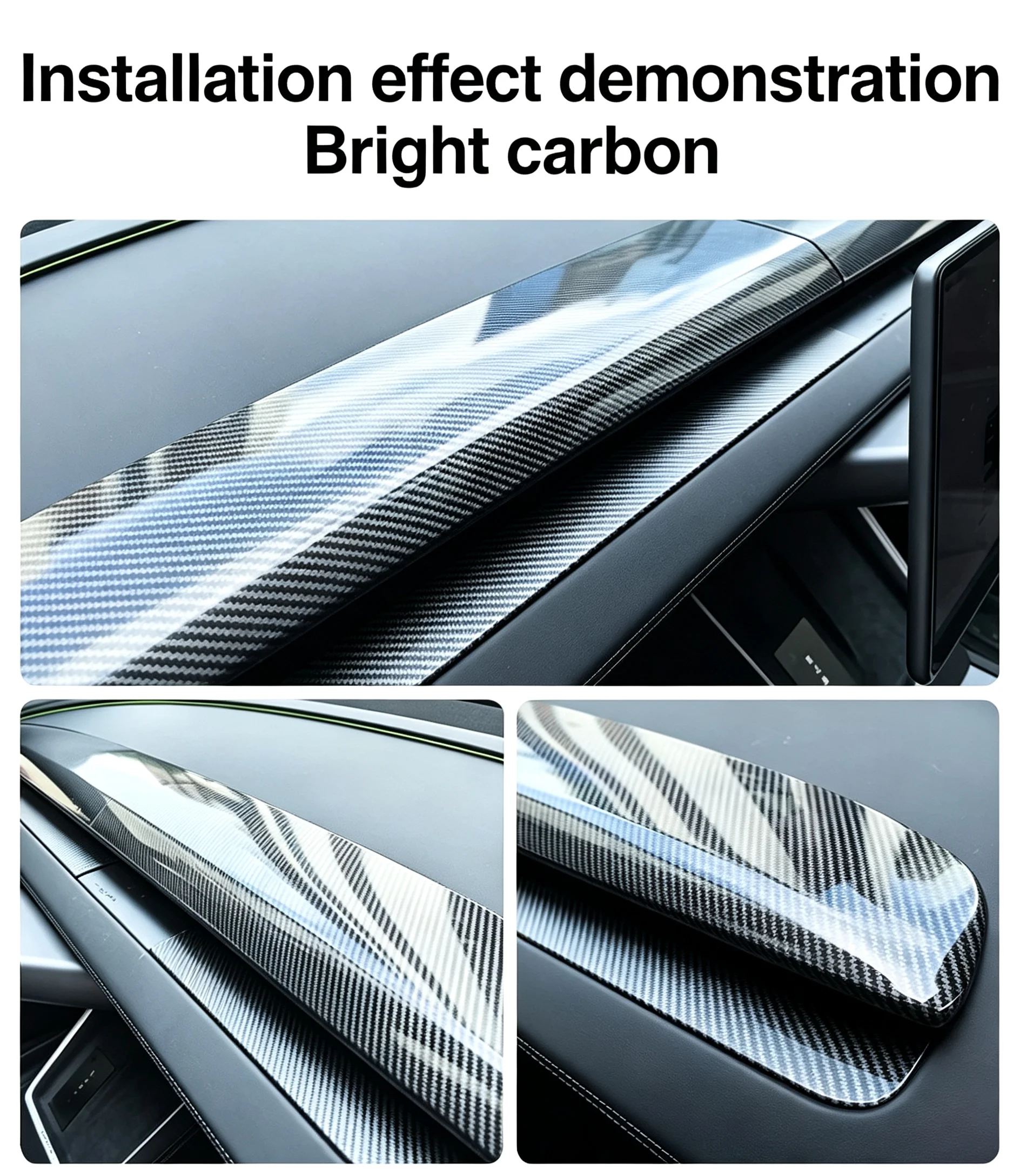 4-teiliger Armaturenbrett-Dekorrahmen für Tesla Model 3 Highland /Y Juniper/YL/YS Luftauslass Original Passform Abdeckung Innenzubehör – Detail 12