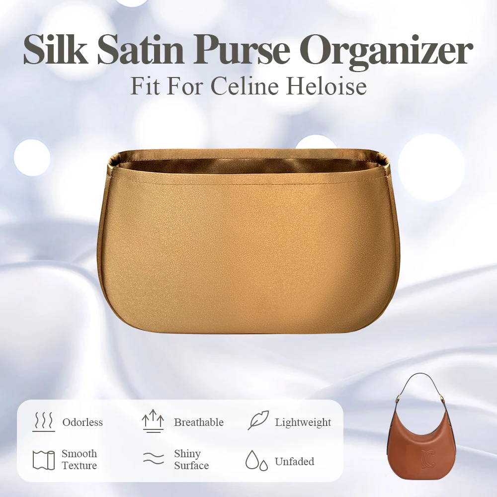 Silk Satin Purse Organizer Insert Fit for Celine Heloise Half Moon Bag Inner Storage Bag Smooth Inside Liner Bag Organizer Bag