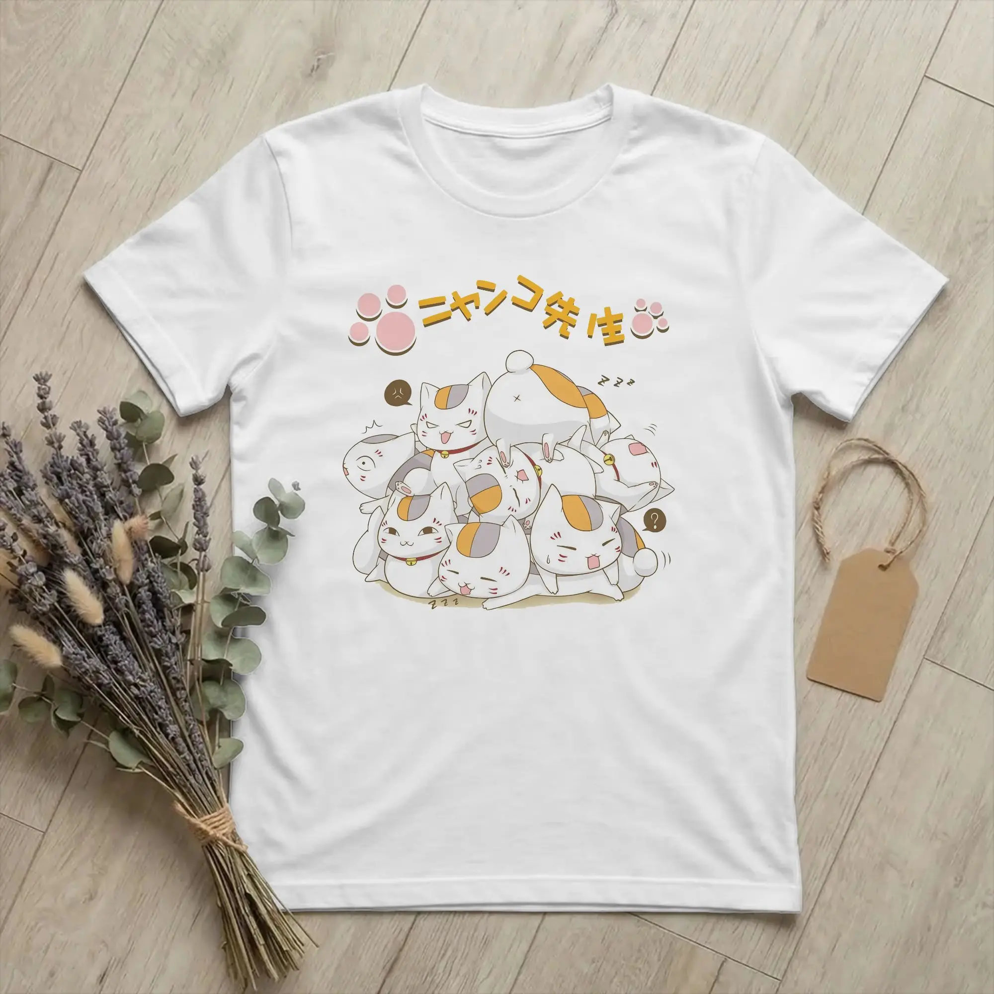 Natsume's Book of Friends Madara Men's T Shirt Nyanko Sensei Novelty Tee Shirt Short Sleeve T-Shirt 100% Cotton Graphic merch