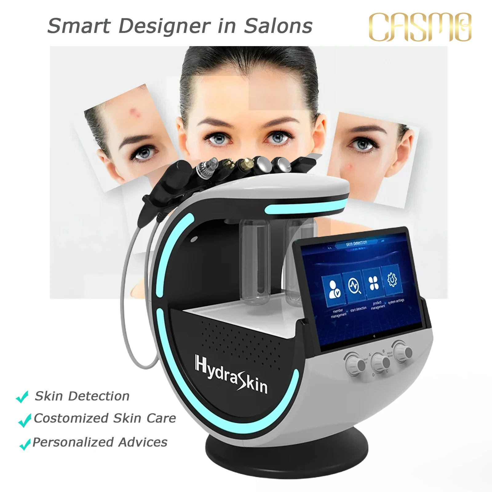 Facials Beauty Machine Smart Ice Blue 7 in 1 Skin Analysis Ultrasonic Rejuvenation Water Microdermabrasion Facial Machine