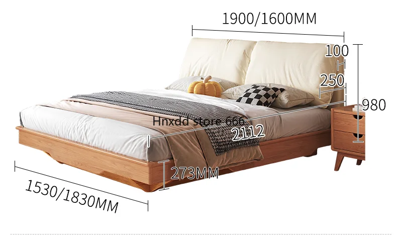 New Chinese ash wood double storage air pressure high box bed