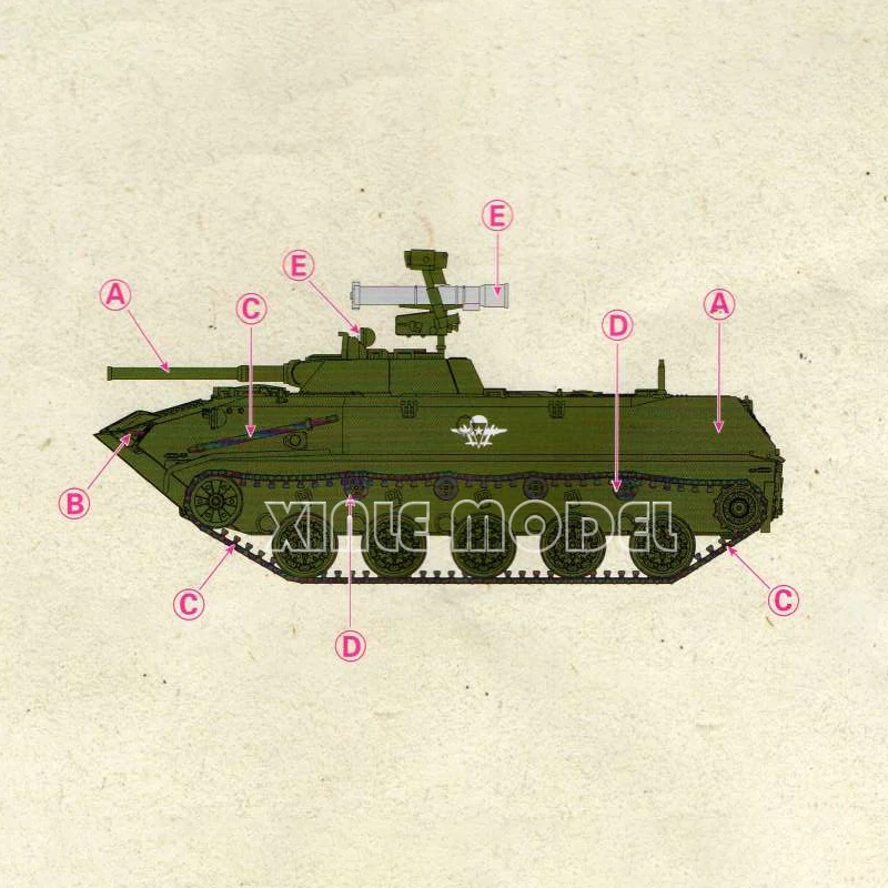 S-model Plastic Assembled Tank Model Kit PS720157 BMD-1P Airborne Infantry Fighting Vehicle 2 quickbuild kits per box 1/72