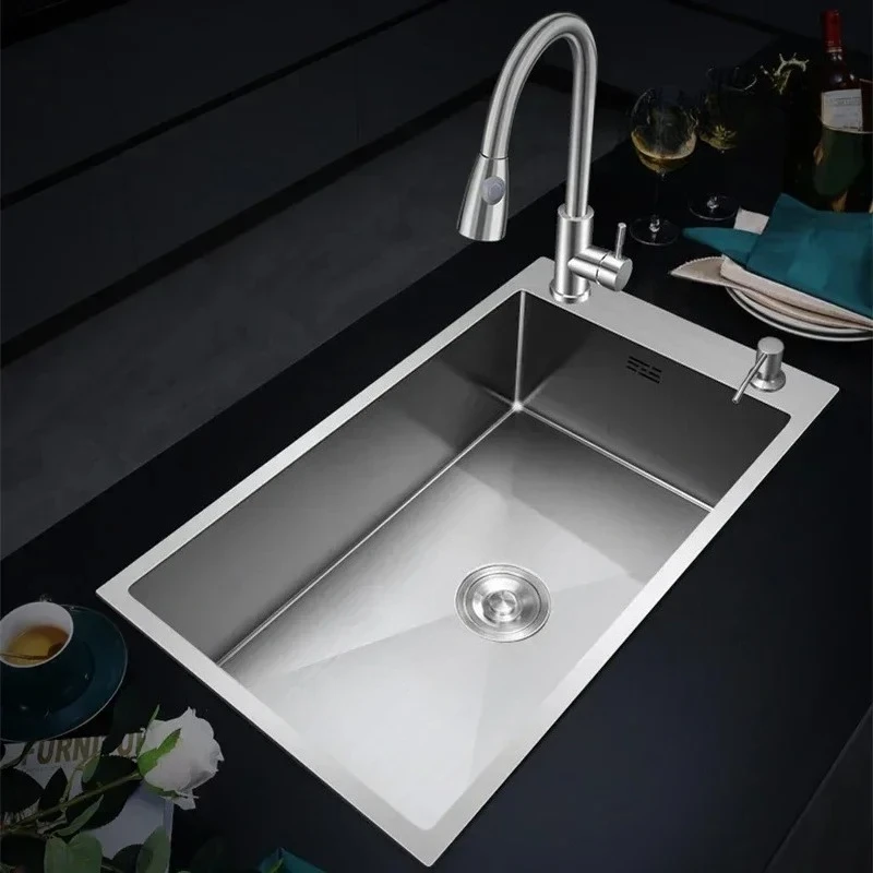 304 Stainless Steel Kitchen Sink For Single Slot Handmade Narrow Thicken Do The Washing Up Kitchen Sink Bowlpool N